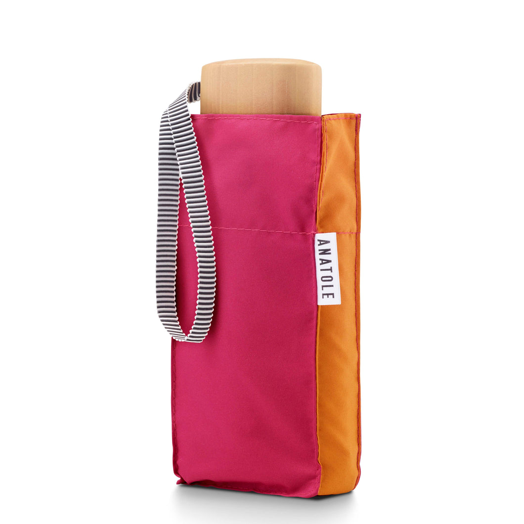 ANATOLE two-tone folding umbrella - Josephine - pink/orange