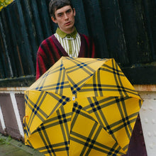 Lade das Bild in den Galerie-Viewer, ANATOLE folding umbrella - Finsbury - yellow and navy tweed
