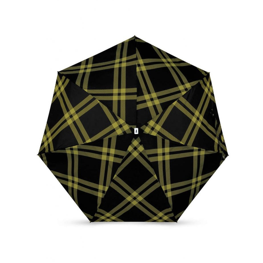 ANATOLE folding umbrella - Alwyne - black and chartreuse tweed