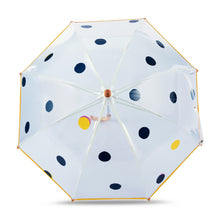 Lade das Bild in den Galerie-Viewer, Kids transparent dome umbrella - POLKA DOTS - navy/yellow

