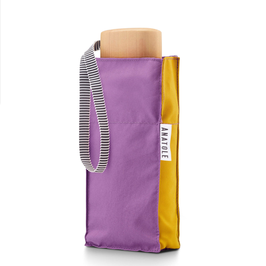 ANATOLE two-tone folding umbrella - Lili - purple/yellow