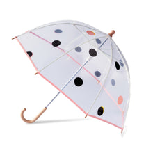 Lade das Bild in den Galerie-Viewer, Kids transparent dome umbrella - POLKA DOTS - black/coral pink
